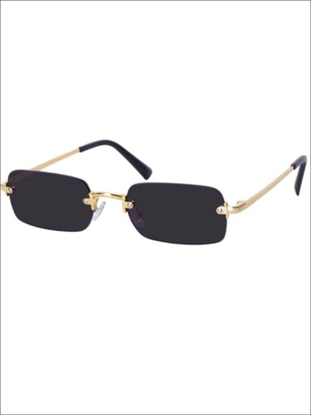 Rimless Rectangle Sunglasses Small Trendy UV400 Fashion Tint Lenses